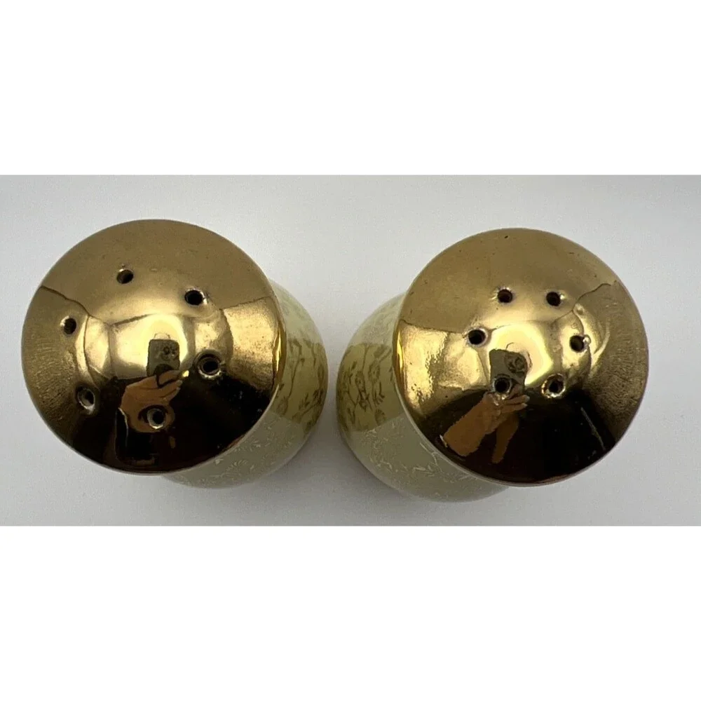 1940’s Lusterware Art Deco Yellow & 22k Gold Salt & Pepper Pearl China Co.